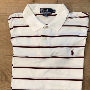 Polo by Ralph Lauren white polo with maroon stripes